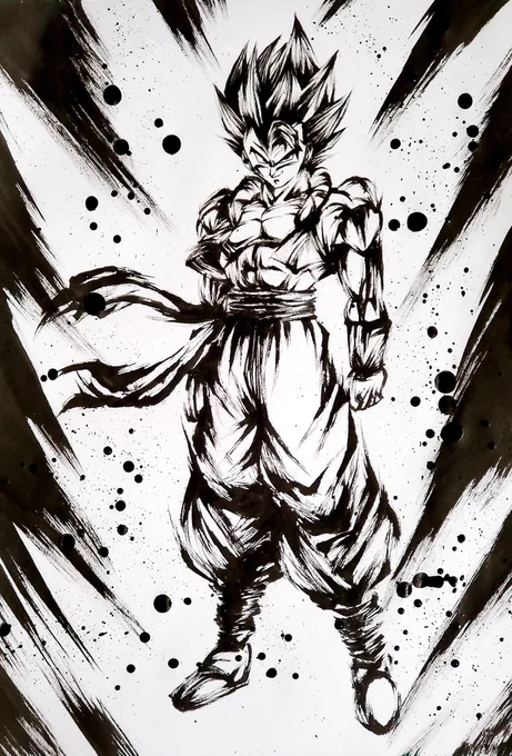 墨絵「ゴジータ」

#ドラゴンボール
#レジェンズ 
#模写
#墨絵
#イラスト 