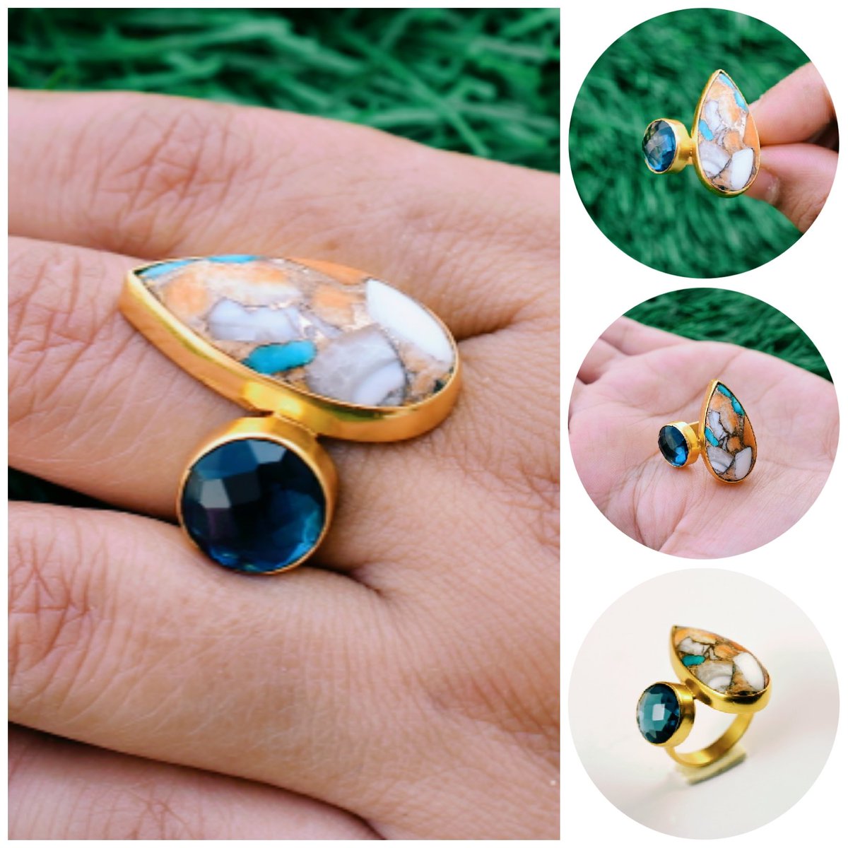 veracityjewelry's tweet photo. This elegant ring made by Oyster turquoise and Iolite Quartz , in base metal with 18 carats Gold plated . A perfect gift for someone you love ❤️.
#veracityjewellery
#Deliveringsmile
#Spinyturquoise
#Oysterturquoise
#handmadejewellery
#silverjewelry
#copperturquoise https://t.co/Vl0p6WlXz8