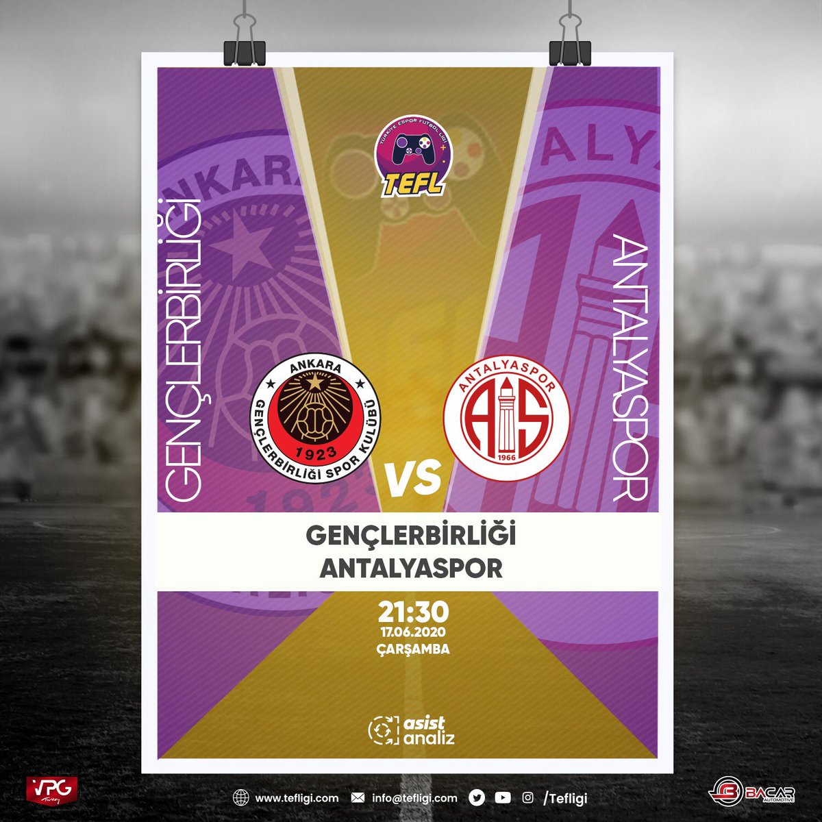 GENÇLER’in Maçı Var!

Türkiye E-Spor Futbol Ligi 2020 İkinci sezonu beşinci hafta maçında rakibimiz Antalyaspor E-Spor!

📺 Karşılaşma 21:30’da Asist Analiz YouTube kanalında!

#HaydiGençler