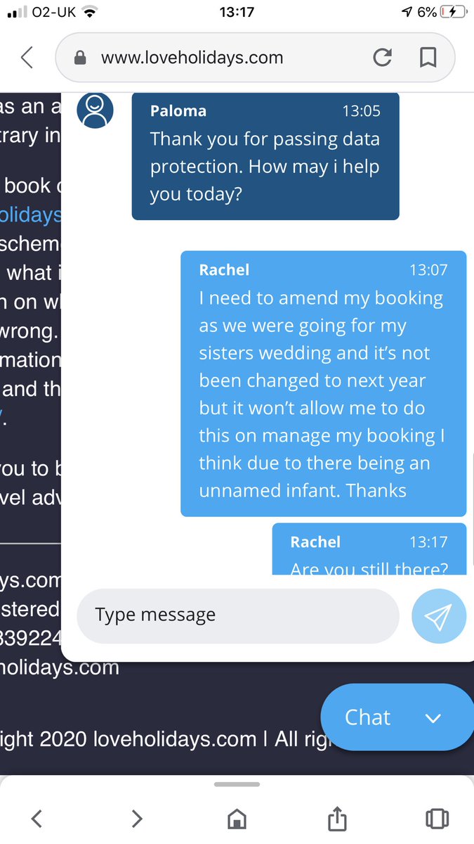 RachelTaylor91's tweet photo. @loveholidays Any chance of a response please ive been thrown of chat twice mid convo https://t.co/BahOboygFx