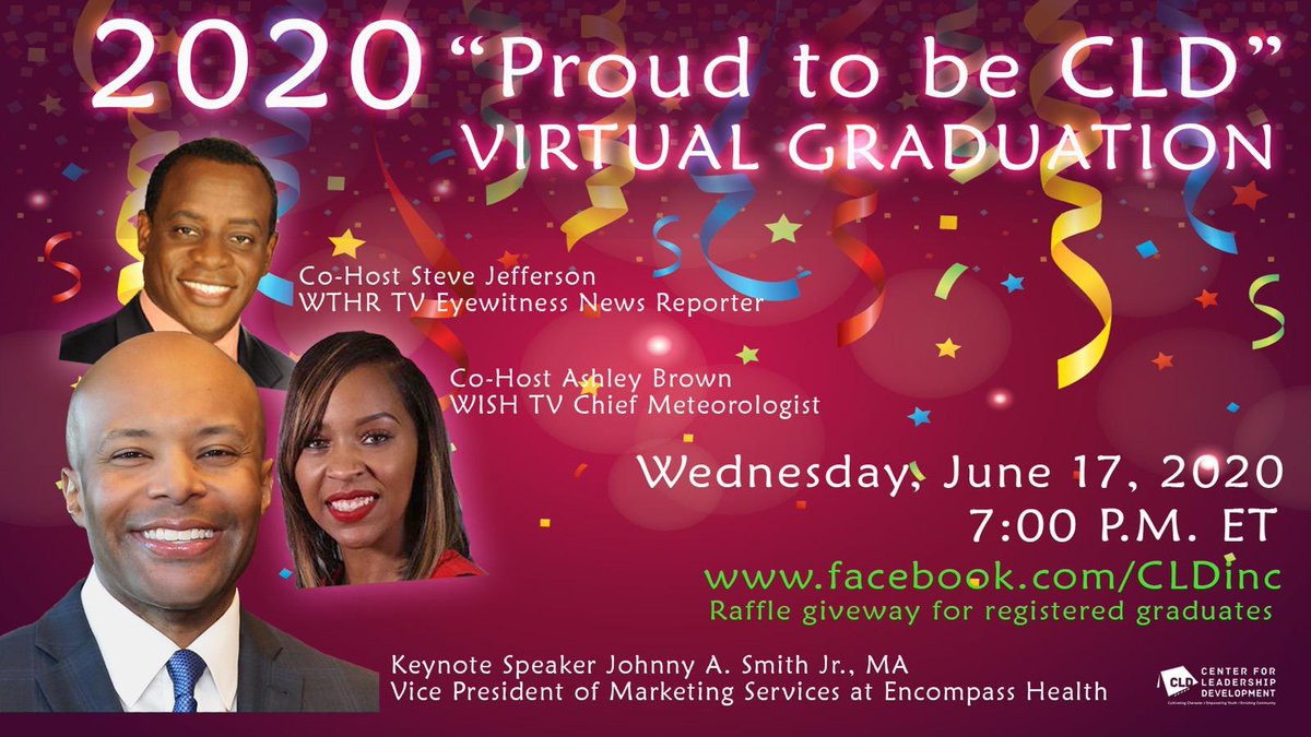 It is my honor to serve as the virtual keynote speaker for the 2020 <a href="/CLDincorg/">CLD Indy</a> (CLD) graduating class. CLD is a well-respected organization providing educational experiences that advance and empower Indianapolis minority adults and youth.