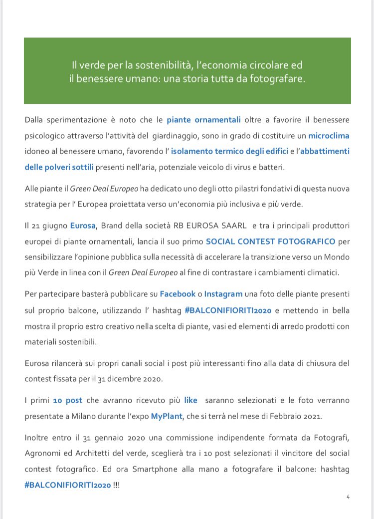 Il 21 Giugno 2020 #Eurosa lancia il suo primo #SocialContest #Fotografico sui balconi fioriti. Per partecipare fotografa il tuo balcone e postalo su Facebook e Instagram con l’ hashtag: #BalconiFioriti2020 !!!