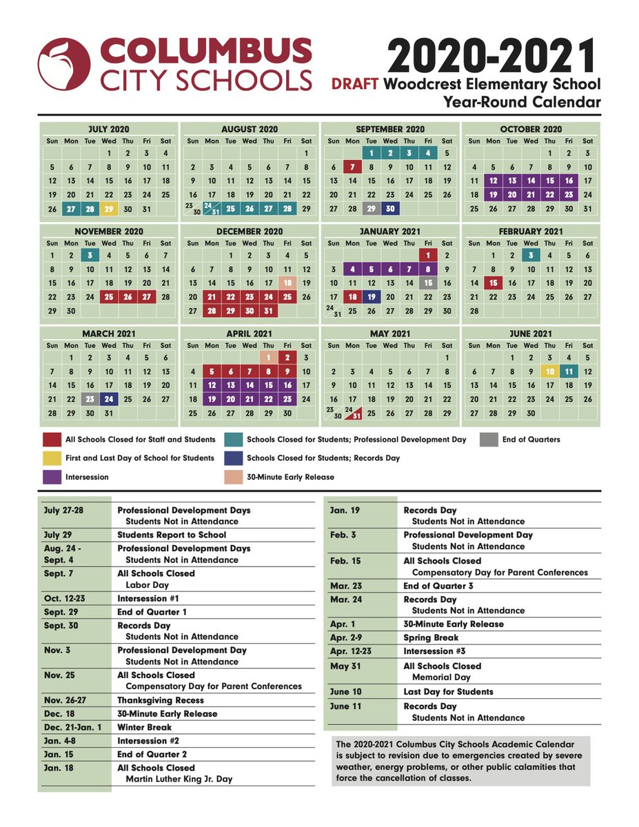 columbus city schools calendar 2021 Columbus City Schools On Twitter In Preparation To Reopen School Buildings In The Fall Ccs Proposed Amended Academic Calendars For The 2020 2021 School Year On Tuesday The Board Of Education Will Vote columbus city schools calendar 2021