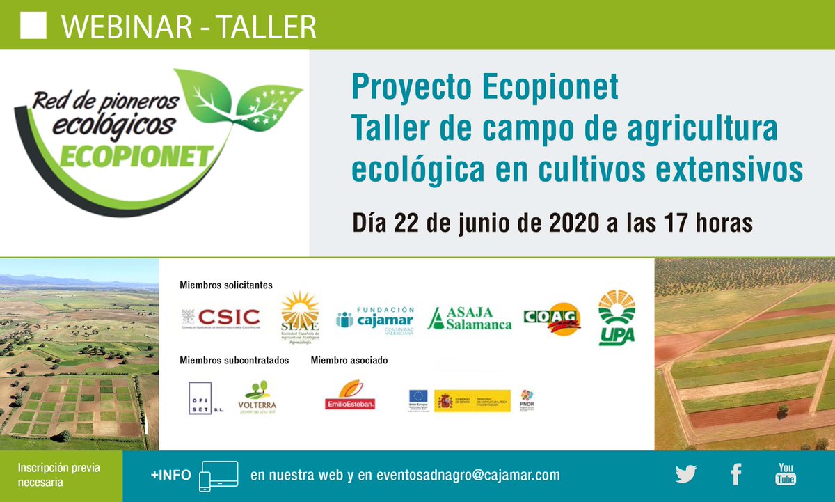 🗓️Lunes organizaremos nuestro Webinar donde se realizará una visita virtual a la Finca Muñovela, a la Finca La Higueruela y a un agricultor miembro del grupo que nos contará la experiencia vivida en el proyecto.
Inscripciones en el link: fundacioncajamarvalencia.es/es/comun/formu…