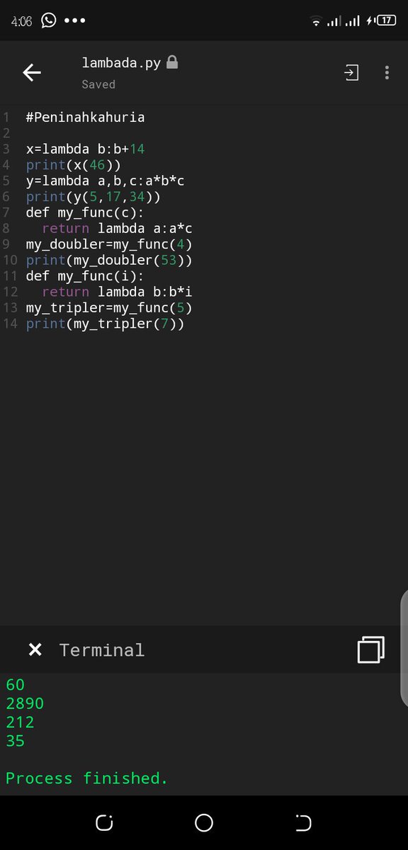 kahuria_peninah's tweet image. Day 13 #100DaysOfCode 
I went through the lambada function in python 
#codeHive2020
#AkiraChix
#Python