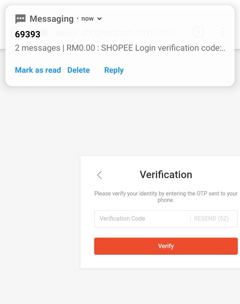 2. Sign in guna ID akaun shopee korang dan password sekali.Biasa first time log in kena buat verification ni.