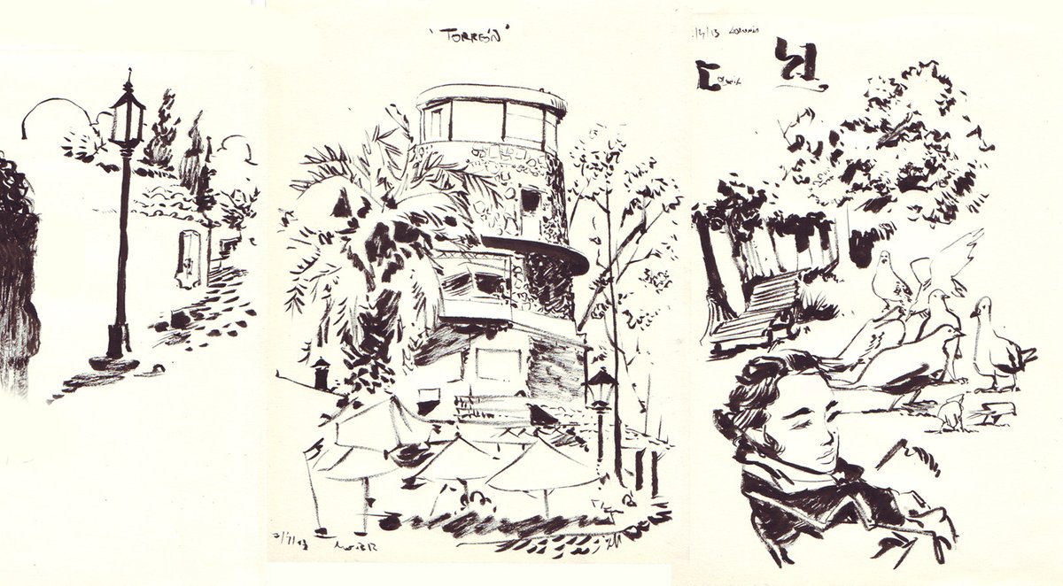 2. I followed an older master's advice to try lots of east asian calligraphy and Sumi-e to advance in my brush inking and my drawing as well. This was a good tool and very practical for it, since it was designed for that end: writing kanji. I started simple, just simple doodles.