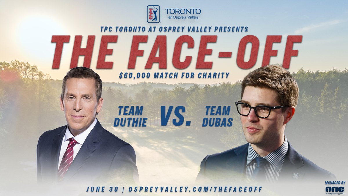 Now this is going to be good. Presenting The Face-off:

• Team <a href="/tsnjamesduthie/">James Duthie</a> vs. Team <a href="/kyledubas/">Kyle Dubas</a>
• $60,000 in donations to charity
• Covered live on social media and feature-length video.

Details: bit.ly/2YC3ixC
