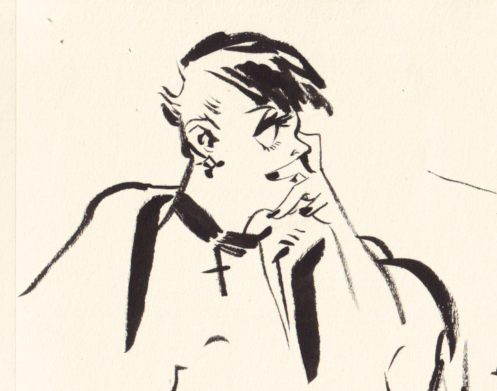 3. The idea was not to use any pencil, since there's a very Zen thing about trusting yourself and letting whatever happens to stay on the paper as an honest part of expression. Then one day I doodled a girl and it struck a cord.