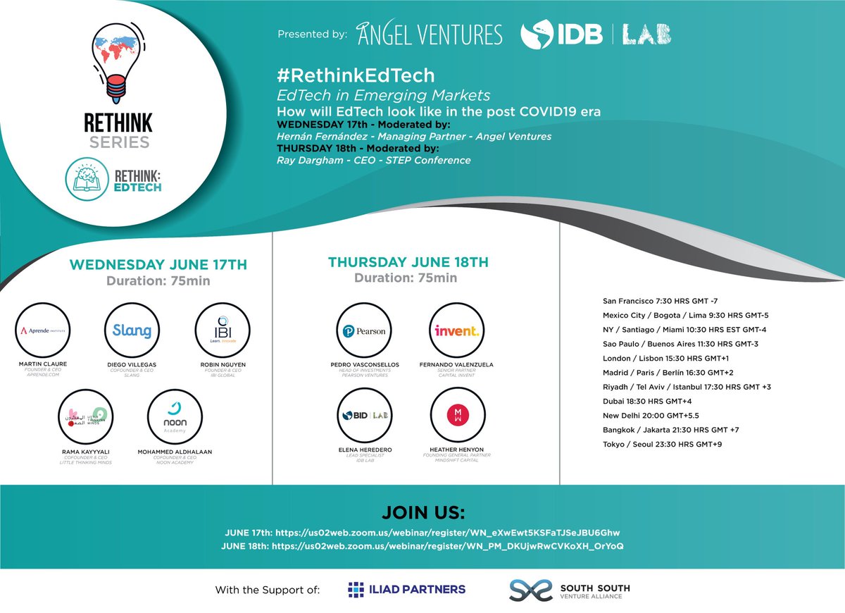 AVM_Mex's tweet photo. #RethinkEdTech is here!๐ Join us Today 9:30 AM (CST) to discuss the future of #EdTech with global startups @slangapp @Aprende_Ins @IBI_Global @LTM_Kids & @NoonEdu Moderated by @hernanAVM of @AVM_Mex ๐๐ป๐ฃ
Register Here: https://t.co/KS9pejDuXZ #SSVA ๐ https://t.co/38beBHAVca