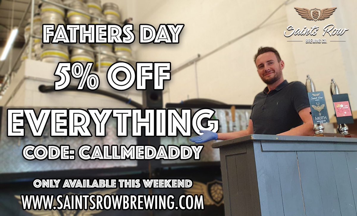 #fathersday is this weekend! Pop over to our online shop to get your 5%OFF on everything, including gift packs, mini kegs and 5L boxes. Local Delivery and collection available. saintsrowbrewing.com 🍺 #fathersdaygifts  #darlington CODE: CALLMEDADDY 👍🏻