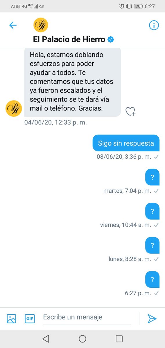 DeividNCQ's tweet photo. @palaciohierro Responder a sus clientes.... https://t.co/mXdcfLoCNi