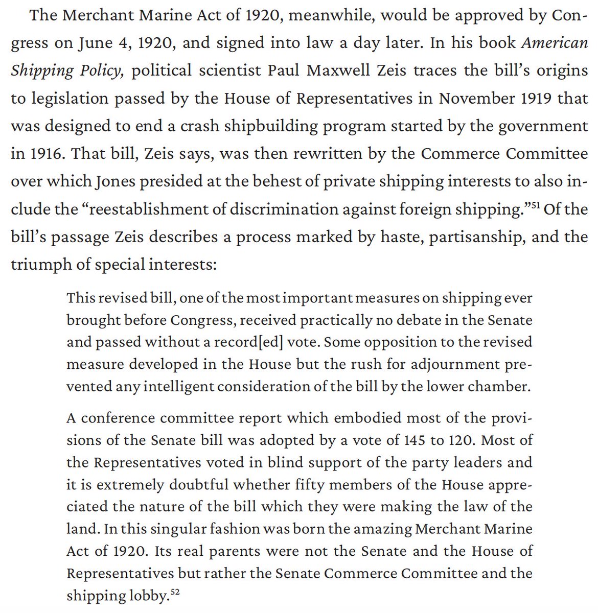 Once written, the Merchant Marine Act of 1920 and its Section 27 were then rushed through Congress: