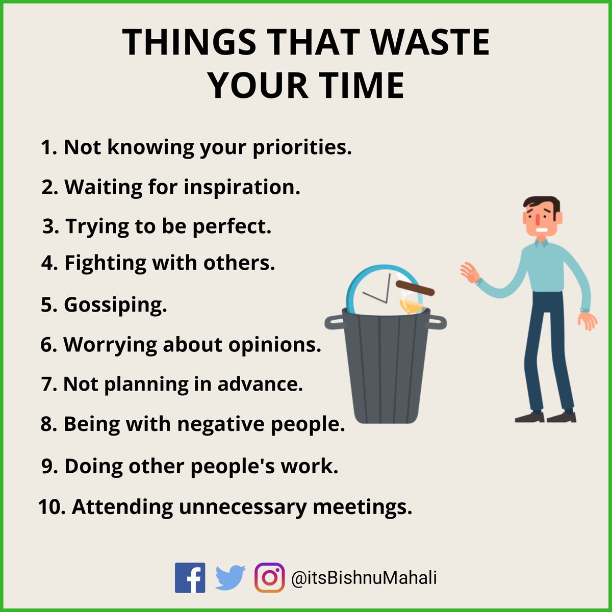 itsBishnuMahali's tweet photo. "Lost time is never found again" - Benjamin Franklin 

#timeismoney #productivitytips  #entrepreneur #entrepreneurship  #savetoinvest #timeisprecious #millionpreneurs #benjaminfranklin #workhardnow #dontwastetime #timechangeseverything #toughtimesdontlast #timemanagment https://t.co/CutVlYmg7C