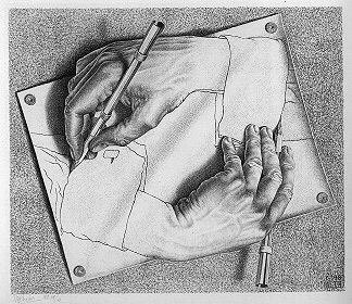 "Hands, are the most honest part of the human body, they cannot lie as laughing eyes and the mouth can." ~ M. C. EscherDrawing Hands, 1948
