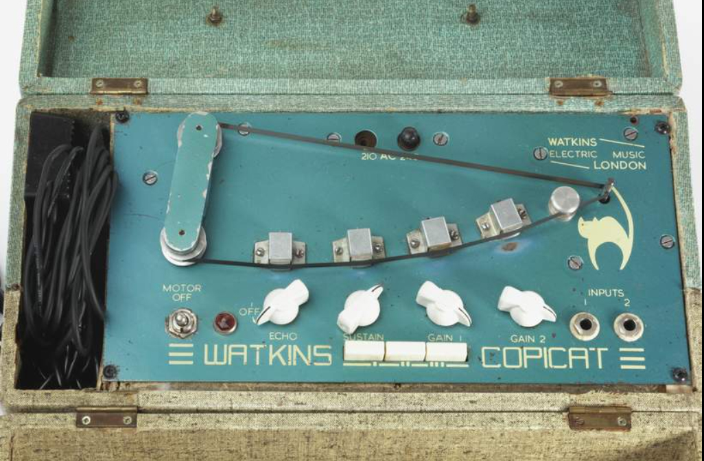 And finally, because you can’t have a Twitter thread without a cat, here’s our Copicat tape echo unit. Watkins Electric Music were early makers of equipment specifically for live, amplified music. The Copicat gave guitarists like Hank Marvin their distinctive, echo-y sound.