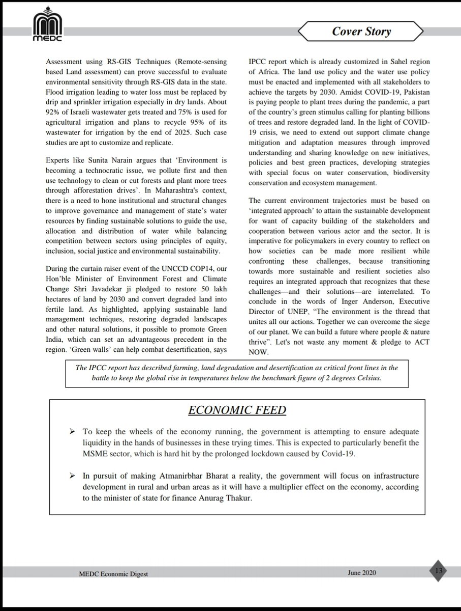 drarvindkumar1's tweet photo. Dear friends please find my recent article "Towards integrated environment approach" published in the June issue of MEDC ... https://t.co/eUJMCW73ZS #unep #un_ecosoc #unfccc #unccd #WorldWaterCouncil #IUCN #PMOIndia #MoEFCC #worlddaytocombatdesertificationanddrought #ibrahimthiaw https://t.co/bJHaRV3sse