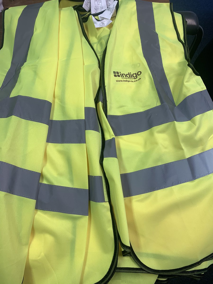 IndigoTechSrvcs's tweet photo. Appreciate the advice may change soon but you can’t be too safe can you. New hi-viz vest day... https://t.co/POAh2SkEEh