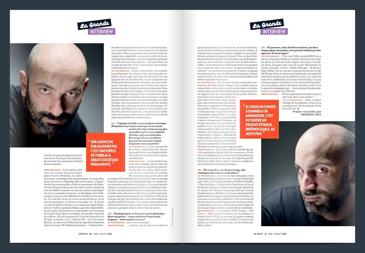 84Paris_live's tweet image. Hervé et Olivier, nos Co-Présidents et Directeurs de la Création donnent leur point de vue sur la crise, Cannes, l'éthique, la Création,... dans le dernier @CB_News 👇
bit.ly/3ebkVev
Merci @zabelton  !