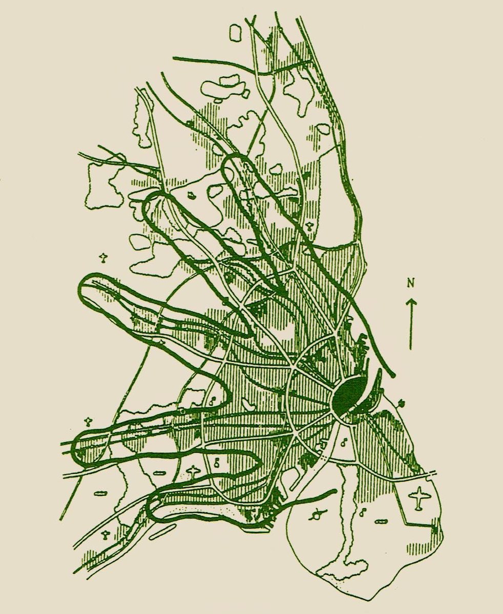 Second, attachment to the Green Belt as an urban containment strategy means we build settlements in suboptimal locations with high inherent travel demand. NIMBY capture of GB politics now prevents something like the Copenhagen green fingers plan for transit-linked corridors (8/)