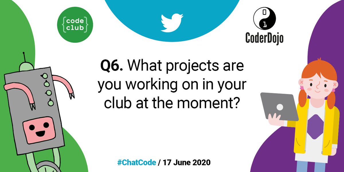 CoderDojo's tweet image. Q6. What projects are you working on in your club at the moment?
#ChatCode