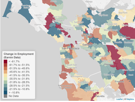 See the employment patterns here too in Chicago and San Francisco. (4/N)To explore more ZIP maps see: https://opportunityinsights.org/zip-maps/&nbsp;