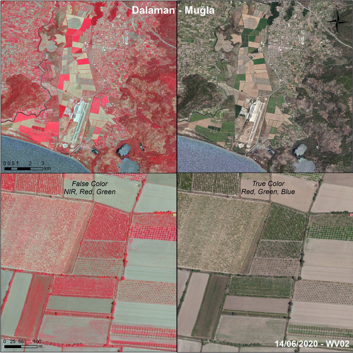 uhuzam's tweet image. Uydudan tarım ürünlerinin tespiti 🌳🍃#remotesensing #satellite #worldview2 #agriculture @itu1773 @Maxar