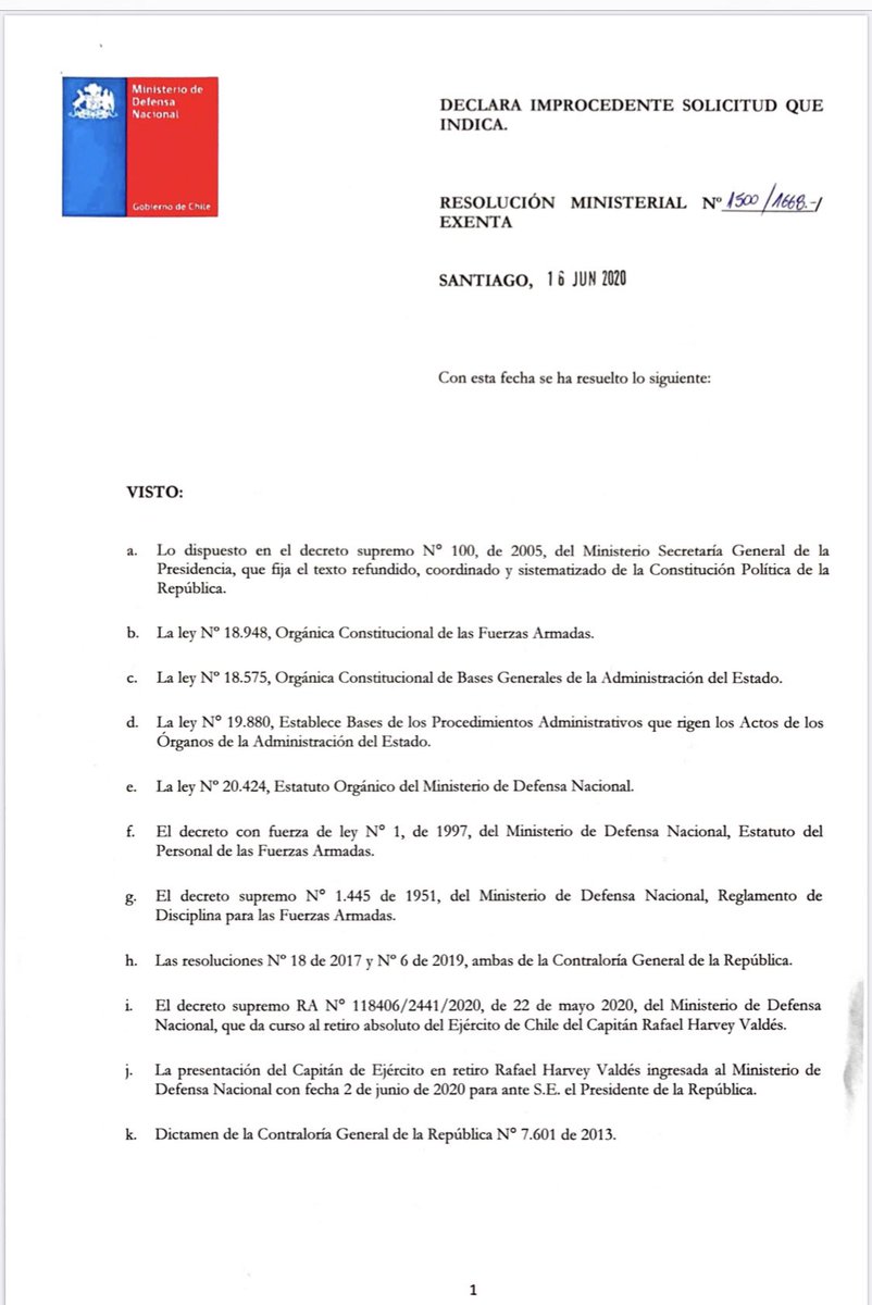 RafaelHarvey3's tweet photo. Sr.Presidente @sebastianpinera, con este oficio el Min. Espina denegó presentar ante Ud el reclamo que elevé en su contra por avalar la corrupción; para que fuera Ud quien decidiera de que lado está; de los corruptos o del lado de los denunciantes. Espero cumpla su premisa... https://t.co/Qh1gtYRYi4