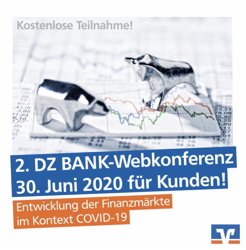VRGenoBank's tweet photo. Kunden-Webkonferenz der @dzbank 📊
„Entwicklung der #Finanzmärkte im Kontext COVID-19“. 📈📉
Damit erhaltet ihr ein Wissen, das sonst nur Profis vorbehalten ist!
Termin ⏱ 30. Juni 2020 - 16:00 oder 18:00 Uhr 
Anmeldeschluss: 28. Juni 2020 
👉 https://t.co/TMB8m3Luwu
#COVID19 https://t.co/6VTfhIHKJd