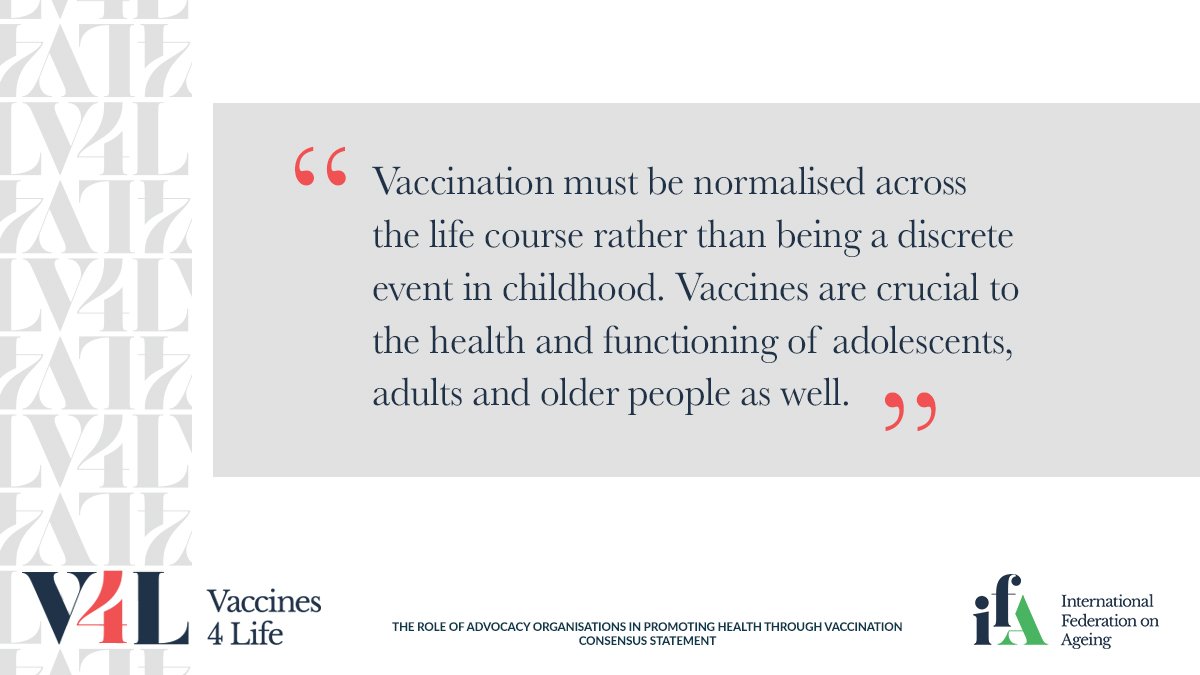 vaccines4life's tweet photo. Key UK stakeholders agree that a life course approach to vaccination is essential. Read the consensus statement recently released by @IntFedAgeing #VaccinesWork #Vaccines4Life https://t.co/WM08CFxKtt https://t.co/uwecy6Wdht