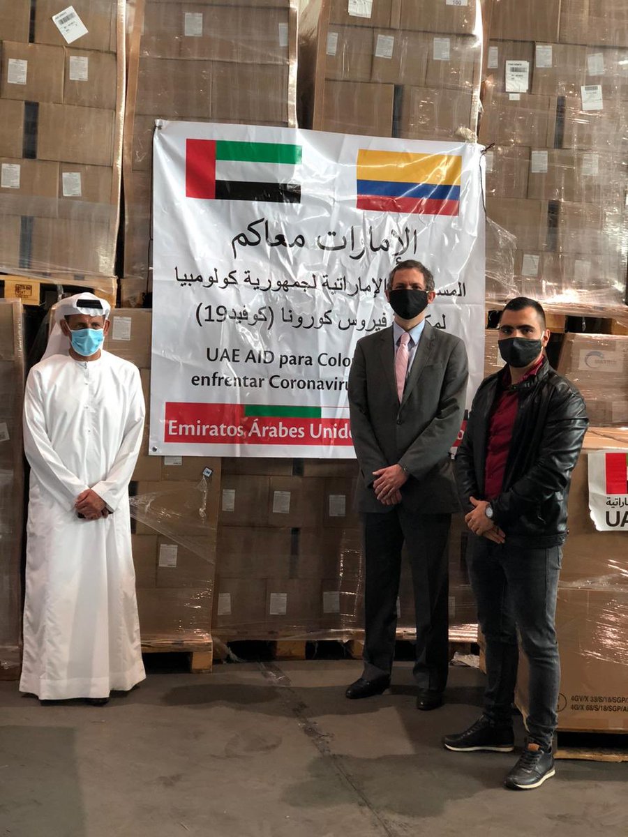 Aterriza en Colombia las 20 toneladas de donación humanitaria para la ayuda del COVID-19, junto con 195 Colombianos. Todo gracias al Gobierno de Emiratos Arabes Unidos en gestión con nuestra compañía Moncada Holding.
La unión de dos culturas para lograr cosas GRANDES!! 🇨🇴🇦🇪