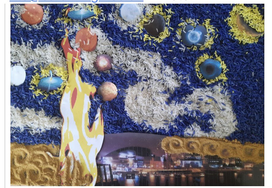 artCHS1's tweet photo. We love how Jack Short 7J has creatively used mixed media in his response to Van Gogh’s ‘Starry Night’. https://t.co/j9BvQNMMz0