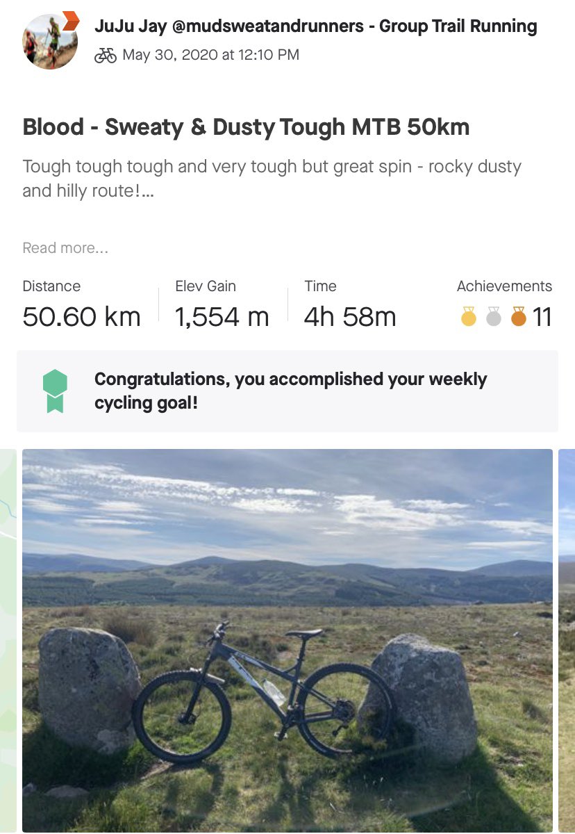 JuJuJay3's tweet photo. Weeks of training has past & now I rest from #mtb & enjoy dome trail running 🏃 my big #challenge is this Saturday morning 110km - 3000meter ascent & hours on my #mtbhardtail our target is 3000€ but still time to help out- link in bio 😎 #jujujay https://t.co/bPvZMra1t6