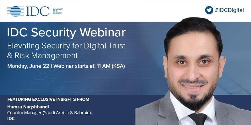 IDCMEA's tweet photo. Hear @HamzaNaqshbandi on providing a vision to navigate the #security landscape of the new digital business environment at @IDC IT Security Webinar taking place on 22nd June at 11AM (KSA). Register today! https://t.co/LhGr7tJwYZ #cybersecurity #idcdigital #itsecurity #SaudiArabia https://t.co/c2NJ3MHlp9