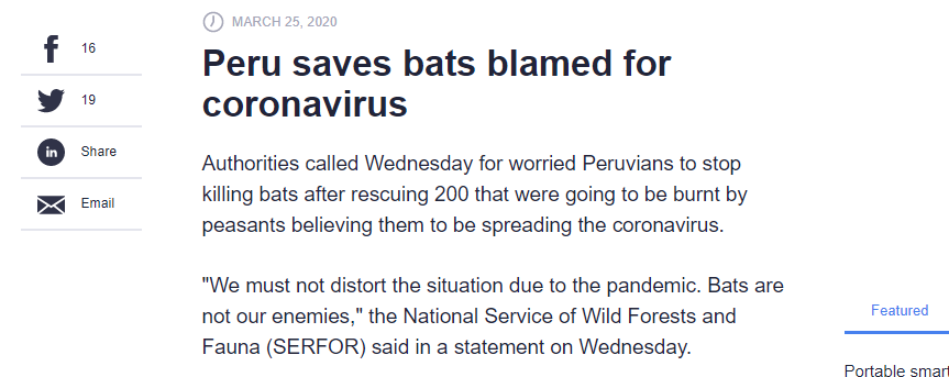 Ongoing news coverage e.g., repeatedly linking wildlife to a particular zoonotic disease, can fuel animosity towards a given species (or set of species), and potentially erode support for conservation or even fuel direct persecution of known or suspected disease reservoirs.e.g.: