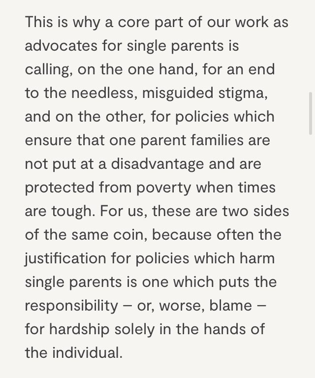 Marion explains in this article exactly why we see challenging stigma and changing policy as going in hand-in-hand: the former is often used to excuse doing nothing on the latter (or worse, for introducing policies which are directly harmful).  https://sourcenews.scot/marion-davis-for-single-parents-challenging-stigma-is-life-changing/