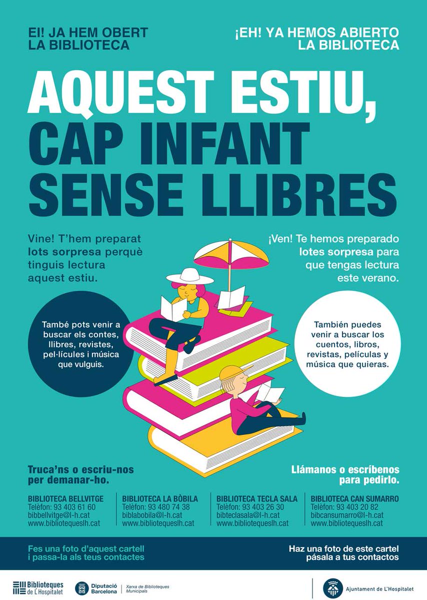 escriuweb's tweet image. AQUEST ESTIU CAP INFANT SENSE LLIBRES!  Ens ajudes a fer arribar la biblioteca als infants i famílies de la ciutat? Volem que després de tants mesos de biblioteques tancades, la lectura arribi a tots els racons de la ciutat on hi hagi nens i nenes 🥰📚🌞  Què pots fer?Obrim fil!