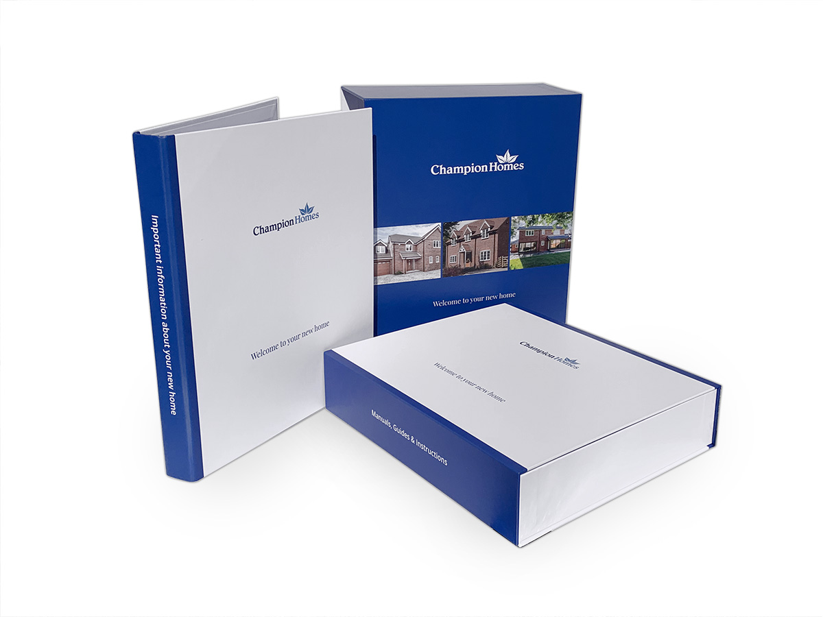 Just delivered - New Home welcome pack for a quality house builder in Hampshire. A4 branded binder and document case, encased in a robust sleeve with magnetic clasp.