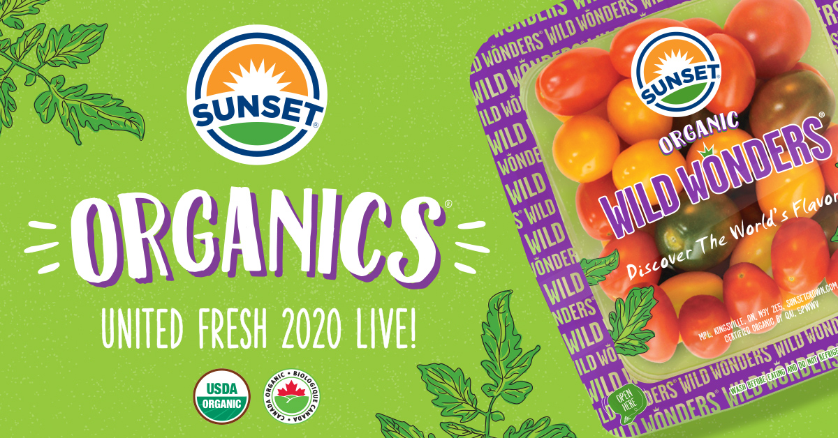 Did you know we offer a full line of flavorful certified Organic produce, including our wildly popular Wild Wonders®? Visit the SUNSET® virtual booth at #UnitedFreshLIVE between 1-3pm today to connect with our team and learn more!
