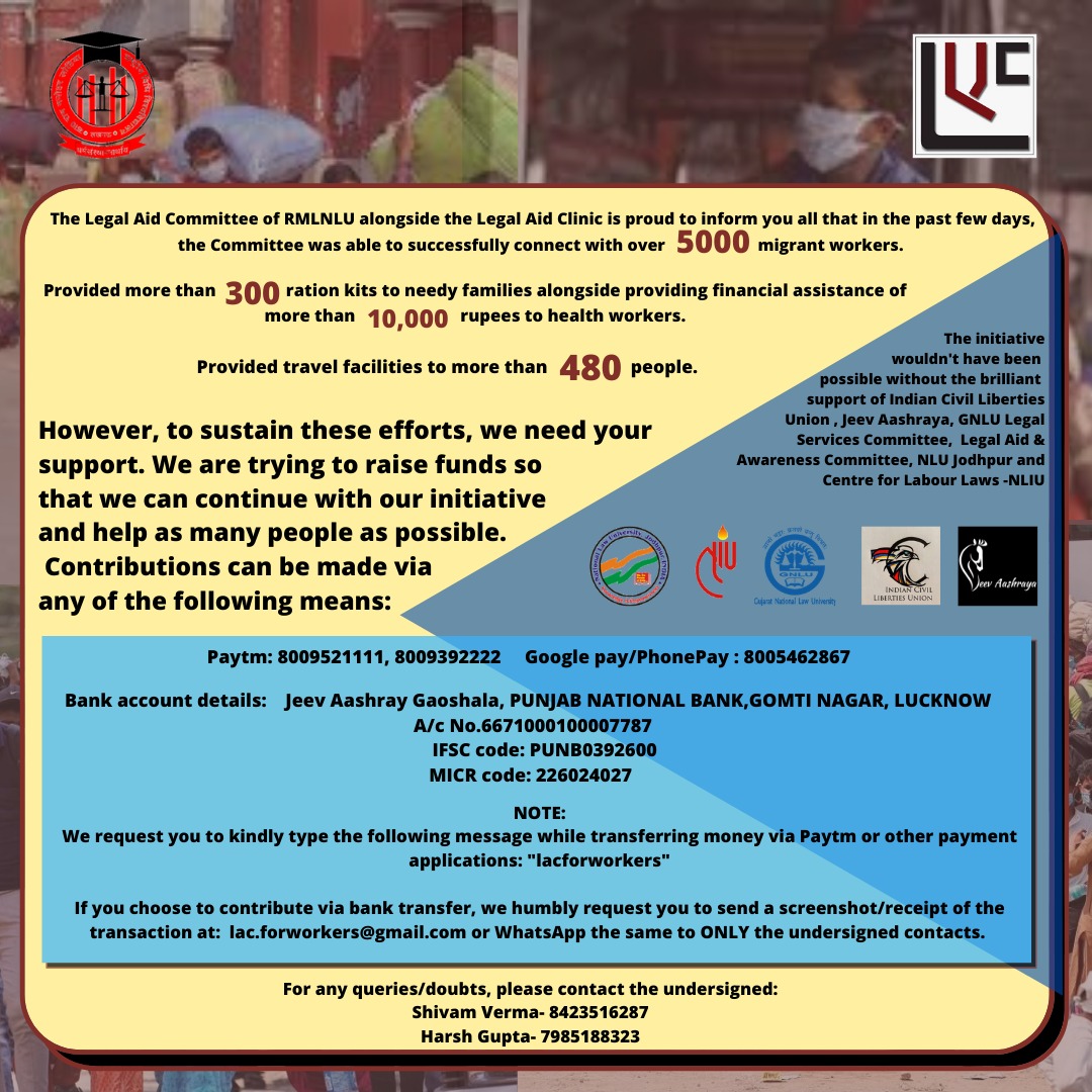 The initiative wouldn't have been possible without the brilliant support of <a href="/ICLU_Ind/">Indian Civil Liberties Union</a>, Jeev Ashray and Legal Aid Cells of GNLU, NLUJ and NLIU.