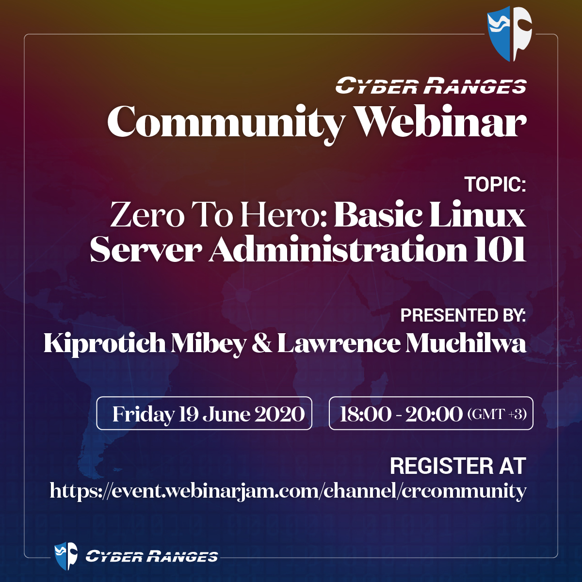 cyberanges's tweet photo. Continuing our promise to offer you WEEKLY Community Webinars, Join us this Friday, 19th June 2020 from 18:00 for yet another Webinar on Basic #Linux Server Administration 101, hosted by #CYBERRANGES, an ongoing Series: Zero to Hero 
 
To Register visit: https://t.co/ODrrXl0c6D https://t.co/wSRvPFcq18