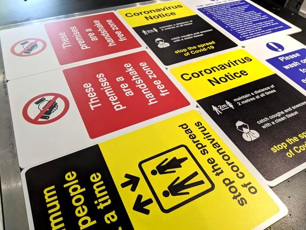 thesignshedUK's tweet photo. Large range of coronavirus safety signs available at The Sign Shed. Make sure your staff and customers keep to the social distancing guidelines in your workplace #safetysigns #coronavirus #coronavirusuk #coronavirussigns #covid19signs #HSE #safetysheepblog #TheSignShed #covid-19 https://t.co/STvGIOstNr