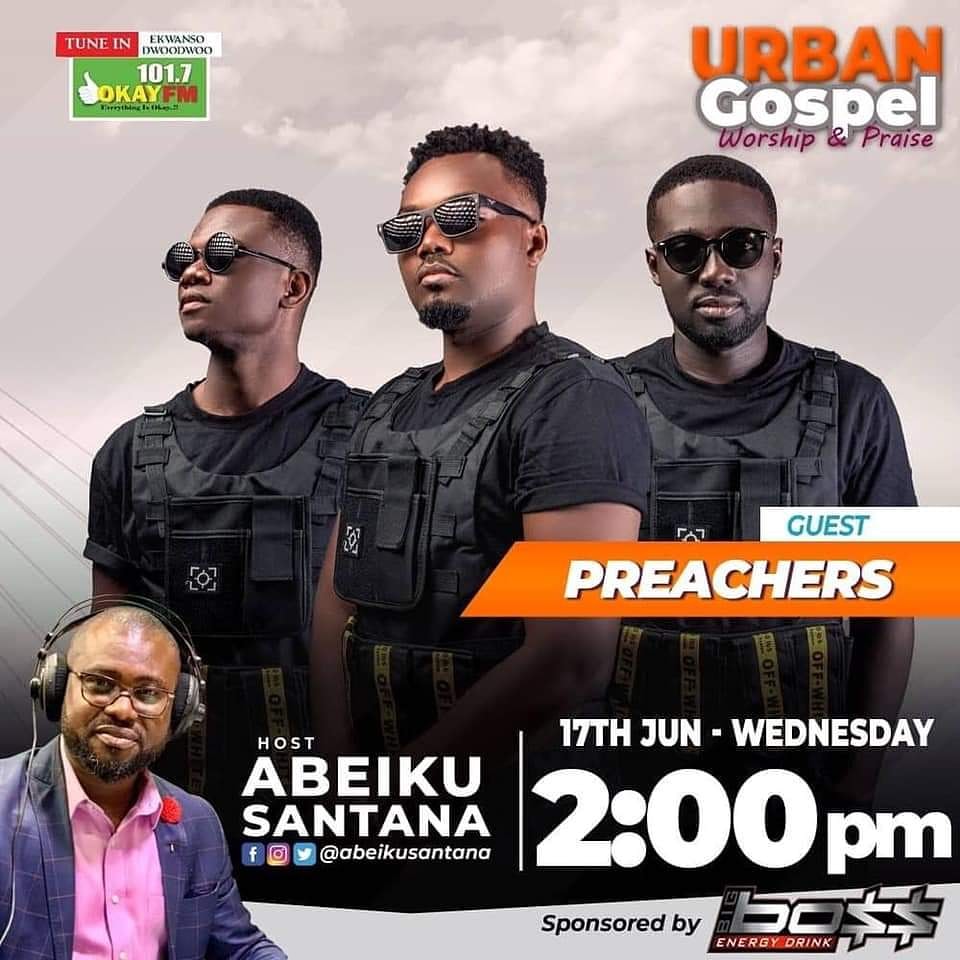 Gospelxyz's tweet photo. #Gospelxyz #EventSlate
Catch the ever blazing @preachersgh #today on @Okay1017fm #2PM (14GMT)
#urbangospel #preachers #control #gracesor #onpoint #gohard #above #level #x #album #picoftheday #instablog #instamood https://t.co/FxJSt7x5Le