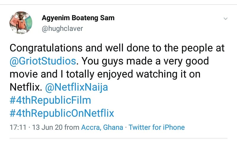 4thRep's tweet photo. Here are some great reviews of 4th Republic. You can watch it now on Netflix!
#4thRepOnNetflix #4threp #4threpublicfilm #4threpondemand https://t.co/5dijhWrgbq