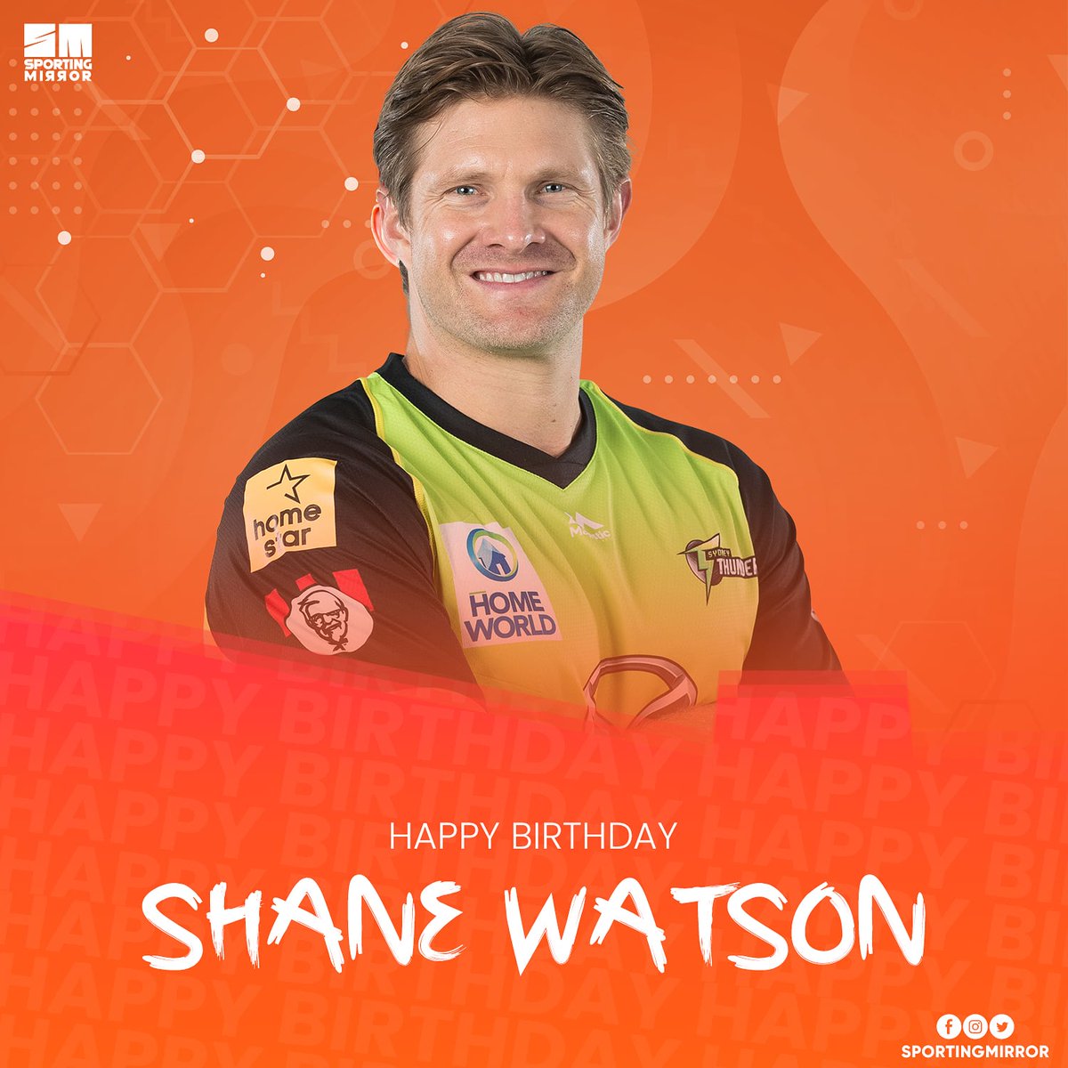 SportingMirror's tweet photo. 🏏 🎂 | Lets wish a #HappyBirthday to Aussie Allrounder @ShaneRWatson33 who captured hearts of Indian fans with his mesmerising allround display in @IPL
#Australia #Cricket #T20 #AussieCricketer #IPL #AllRounder #RR #RCB #CSK #Rajasthan #Bengaluru #Chennai #SportingMirror https://t.co/0SI5cess3j