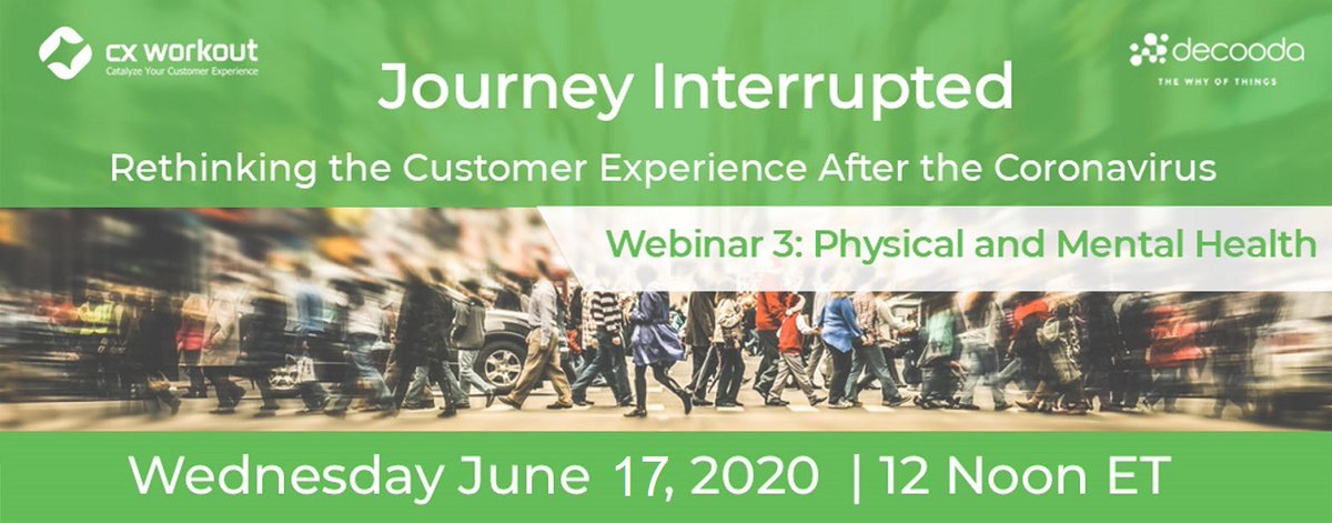 jwheeler_SPCI's tweet photo. Today at noon ET our final #JourneyInterrupted webinar explores the impact #COVID19 and recent social unrest, protests, and racial violence have had on our experience of managing well-being during a pandemic.

Register now: https://t.co/msFhJufD35 

#CX #healthcare https://t.co/wc055WUA2g