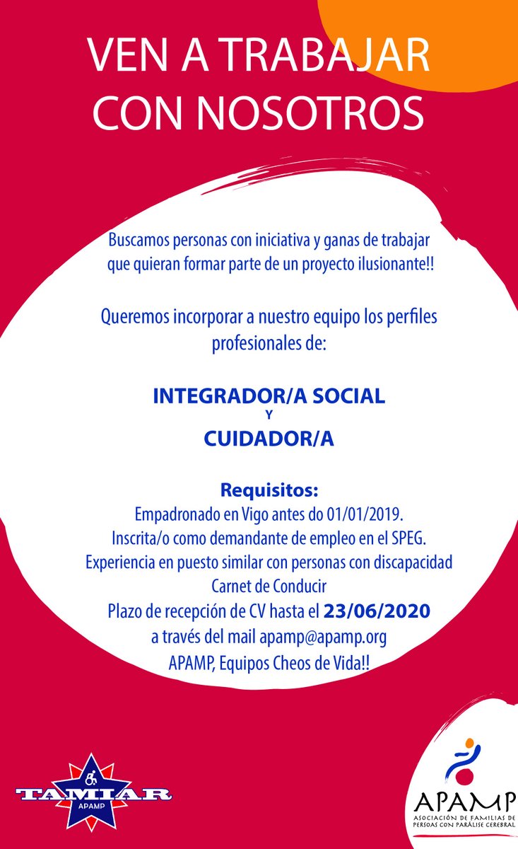 APAMPVigo's tweet photo. #ofertasdeempleo
Más información sobre nuestras ofertas de empleo dentro de nuestra página web https://t.co/mvRbiO5Qr6 dentro de la sección de "Destacados". 📄🖇✏🔍
#APAMPCheosdevida #SomosASPACE https://t.co/NlNVsRMopk