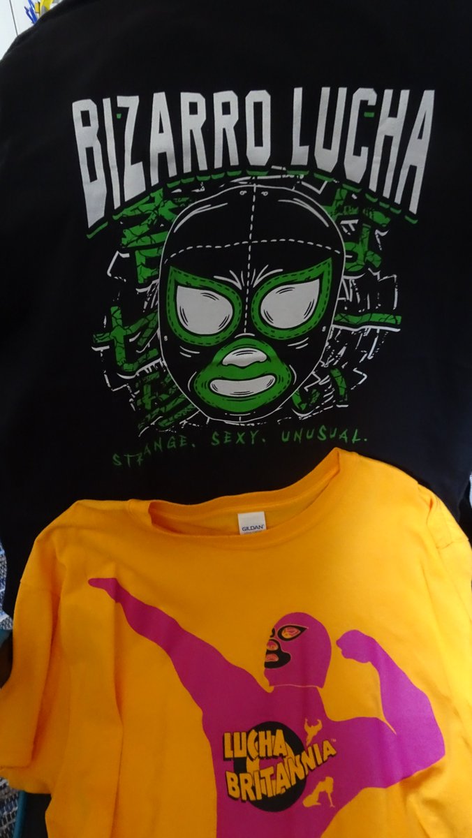 Finally the mega powers of merch have come together. <a href="/LuchaBritannia/">Lucha Britannia</a> and <a href="/BizarroLucha/">BIZARRO LUCHA</a> The only two indie promotions where I've always enjoyed their shows. Go check them out when they resume again. #Keepwrestlingfun #CharactersWelcome