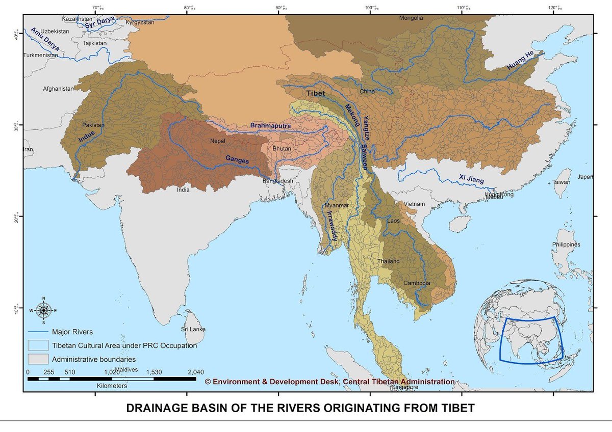 5) Communist China gobbling the Buddhist majority Tibet was the biggest tragedy of 20th century. Tibet was India's cultural, religious, historical neighbour for 1000+ years.More importantly, Tibet is the origin of nine major rivers of Asia. Communists took over water control 