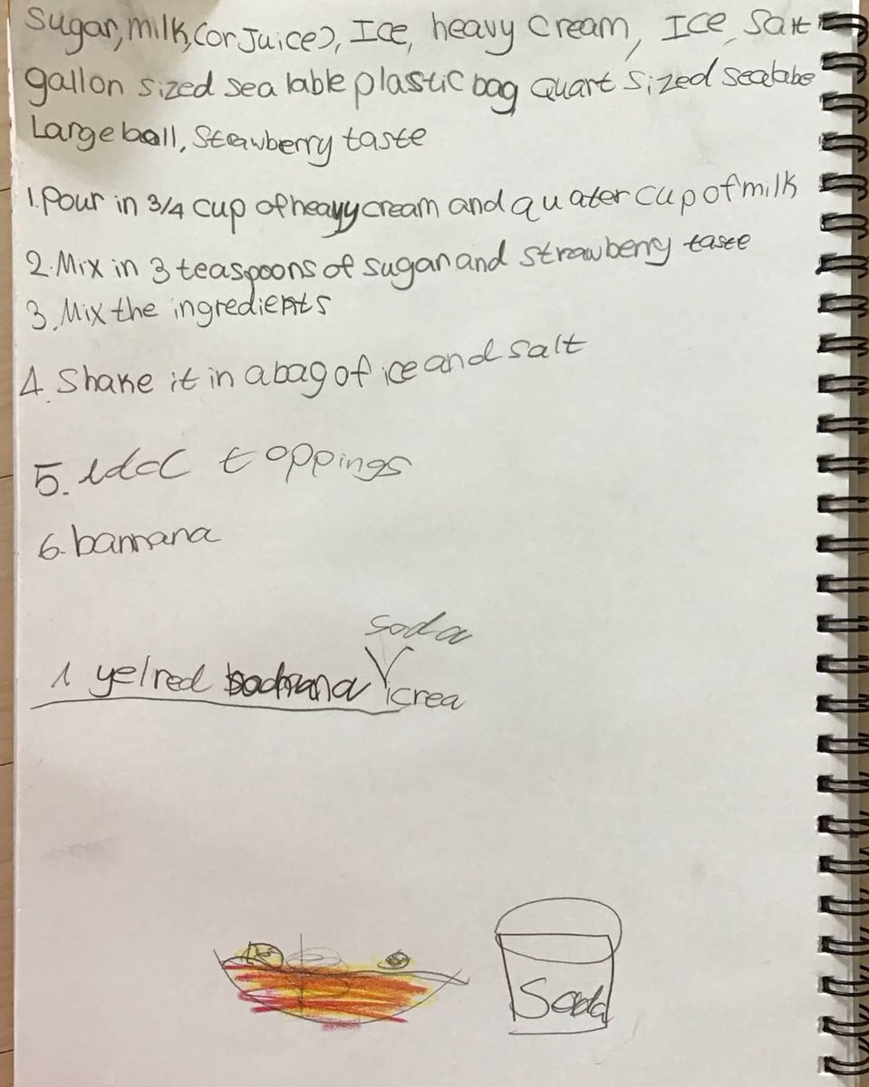 MichKang's tweet photo. Today we learnt how ice cream is made, discussed what information is found in a recipe and then the students wrote down their own #recipes. Each team also worked to complete the Ice Cream I Spy word search to practice their #spelling. #literacy #writing #reading @Intl_Chadwick https://t.co/LKgaYzHfSW